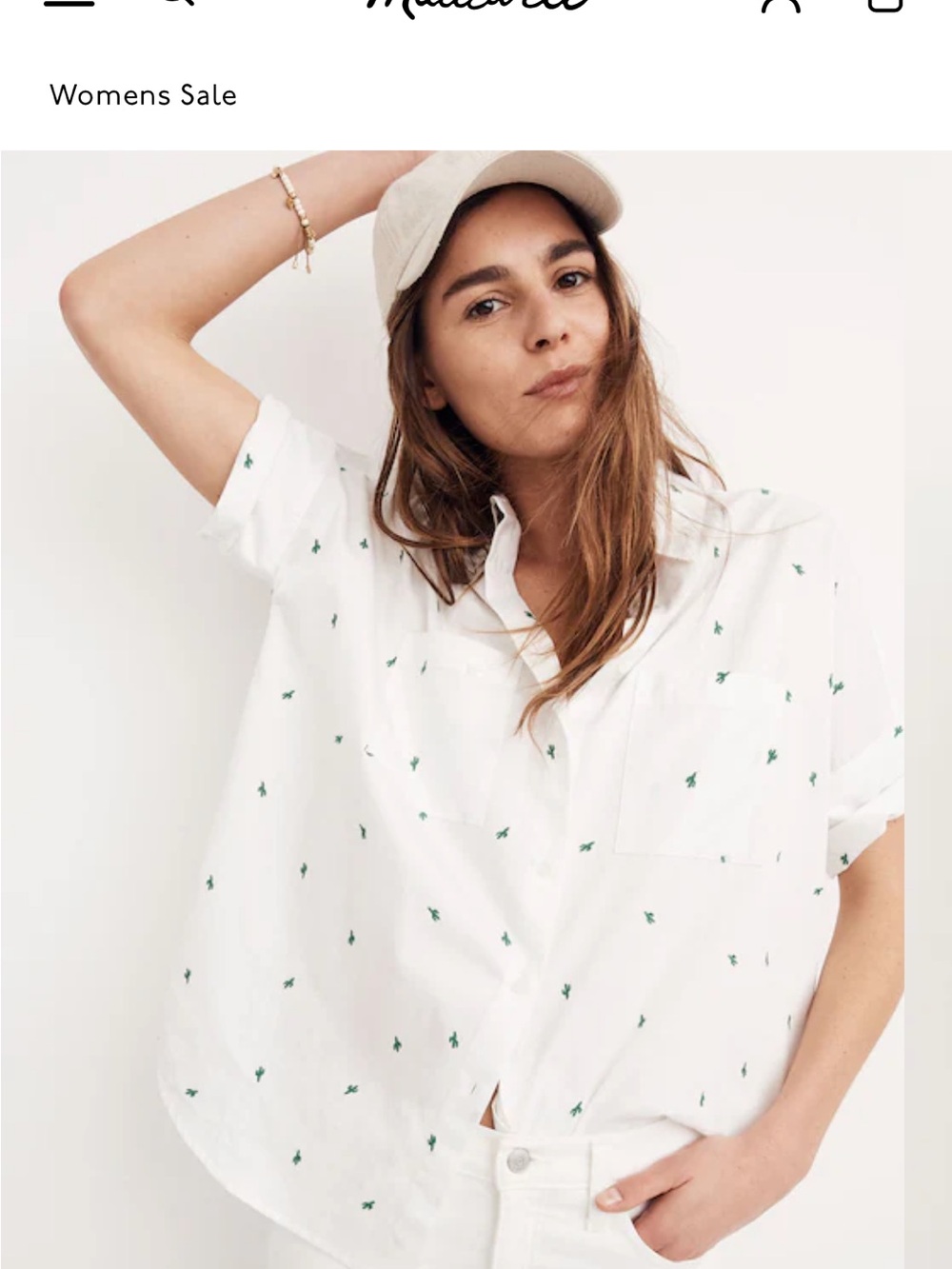 Madewell Cactus Embroidered Boyfriend Shirt